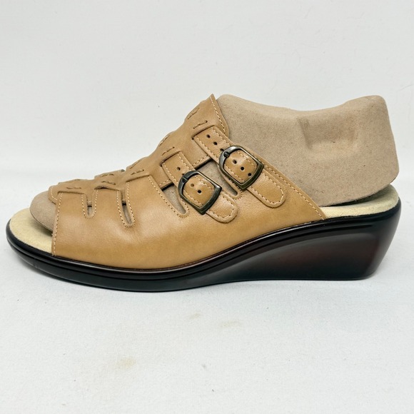 SAS Tango Slide Tan Sandals Wheat Leather Womens 9.5 Narrow Classic Granola Boho - Picture 5 of 12